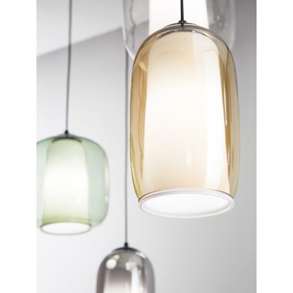 Ondaluce - karājošā lampa uz vada BONNIE 1xE27/15W/230V Ø 15 cm melna/dūmakaini bēša