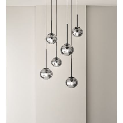 Ondaluce - Karājoša lustra ar kabeli JEWEL 1xE14/10W/230V Ø 17 cm melna/dūmaina melna