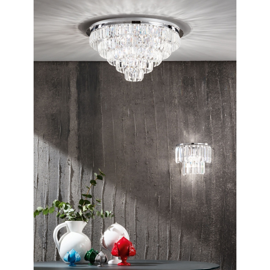 Ondaluce - Kristāla griestu lampa CASTLE 12xG9/7W/230V Ø 60 cm spīdīga hroma apdare