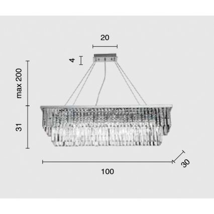 Ondaluce - Kristāla lustra uz kabeļa DAIQUIRI 8xE14/10W/230V ar spīdīgu hroma apdari