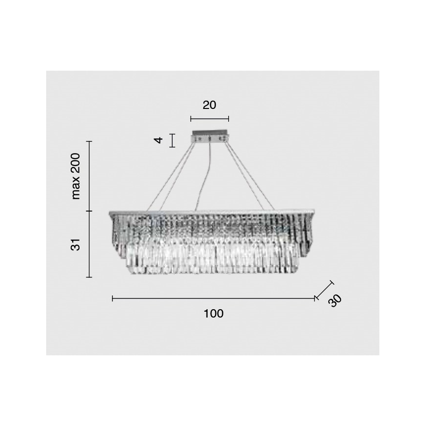 Ondaluce - Kristāla lustra uz kabeļa DAIQUIRI 8xE14/10W/230V ar spīdīgu hroma apdari