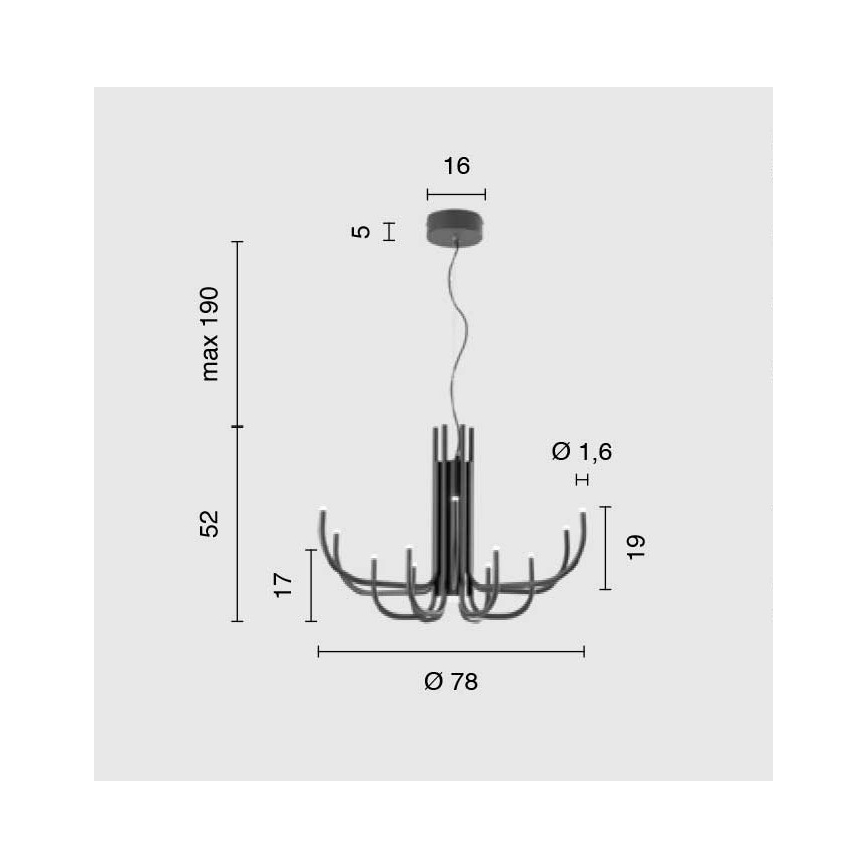 Ondaluce - LED aptumšojama lustra uz troses NOUVEAU LED/35W/230V melna