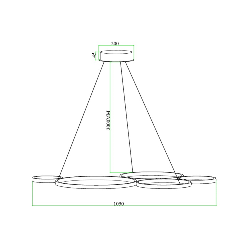 Ondaluce - LED dimējama lustra uz kabeļa POIS LED/60W/230V zelta