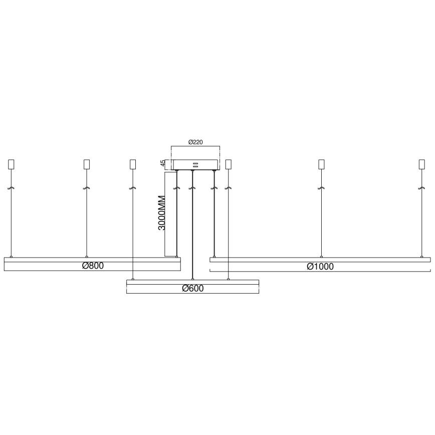 Ondaluce - LED aptumšojama lustra uz troses SOEL LED/28W/230V + LED/38W + LED/47W Ø 100/80/60 cm zelta