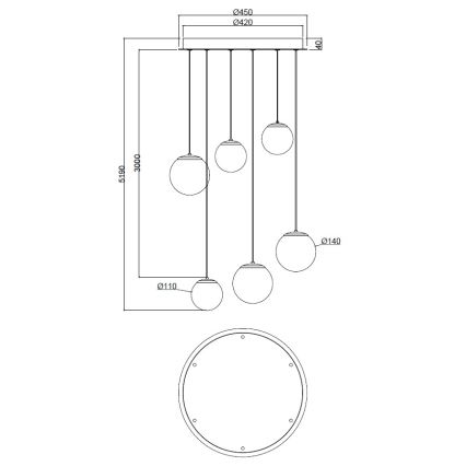 Ondaluce - LED lustra uz troses SANTOS LED/48W/230V Ø45 cm zelta/balta