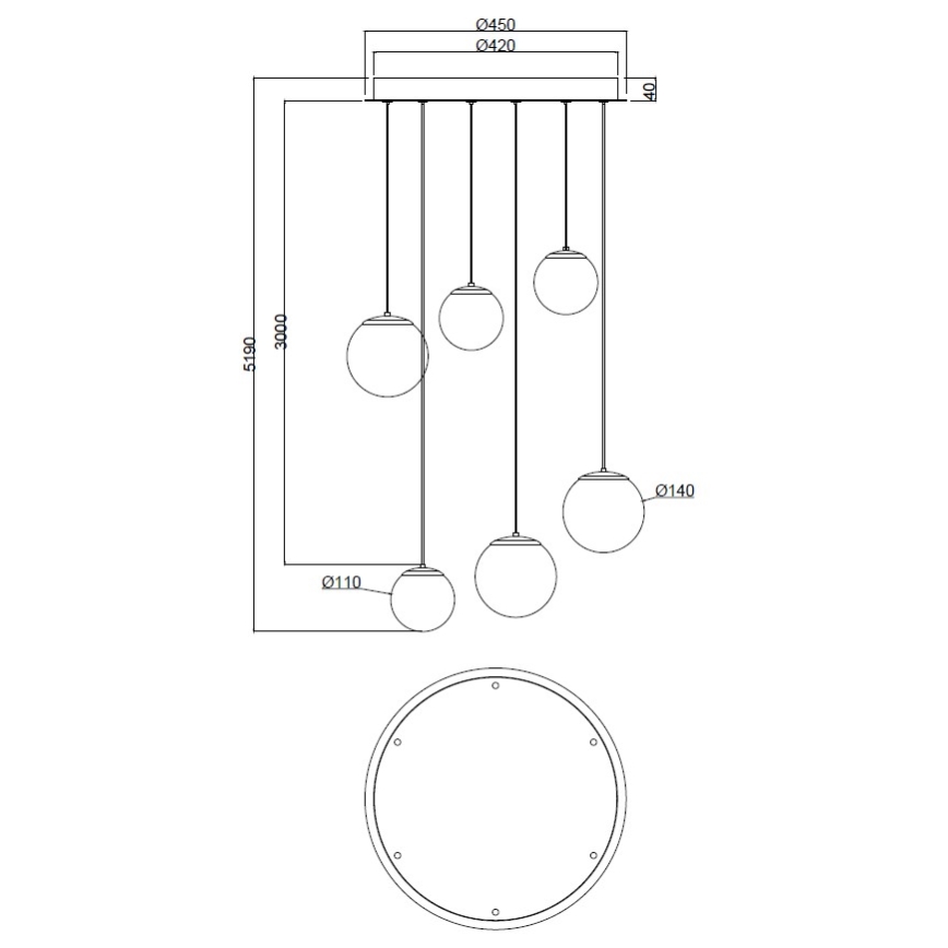 Ondaluce - LED lustra uz troses SANTOS LED/48W/230V Ø45 cm zelta/balta
