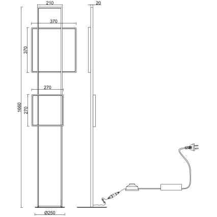 Ondaluce - LED regulējamā grīdas lampa DOWEL LED/77W/230V sudraba krāsā