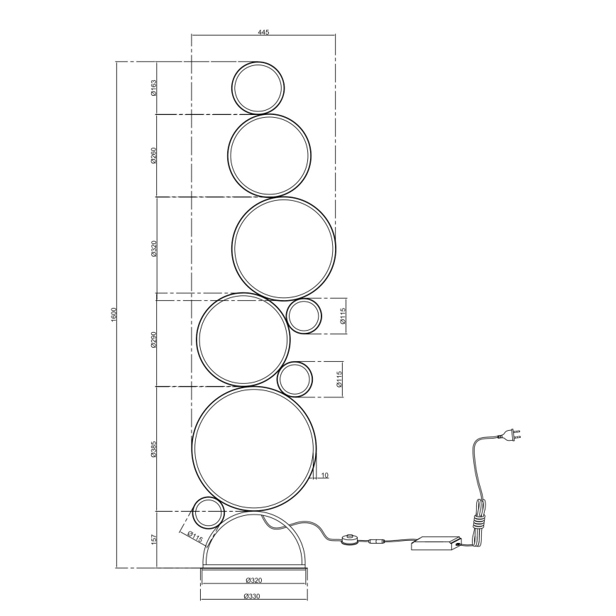 Ondaluce - LED regulējama grīdas lampa POIS LED/52W/230V zelta