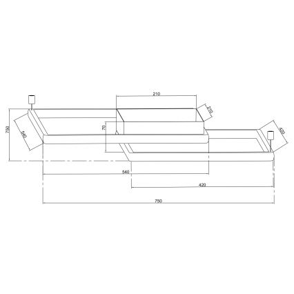 Ondaluce - LED regulējama griestu lampa DOWEL LED/60W/230V 75x75 cm sudraba