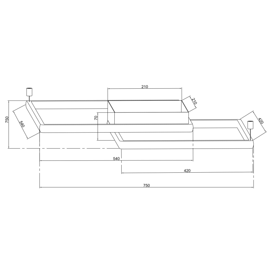 Ondaluce - LED regulējama griestu lampa DOWEL LED/60W/230V 75x75 cm sudraba