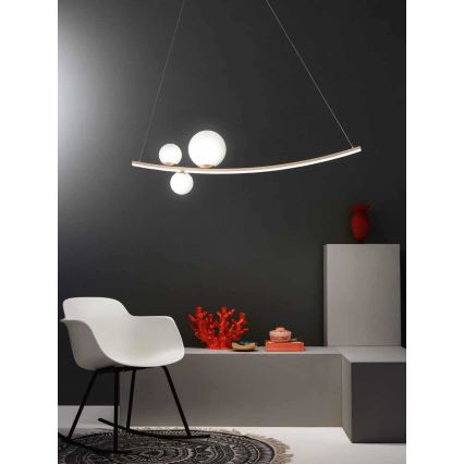 Ondaluce - LED regulējama lustra uz troses ALTALENA LED/48W/230V zeltaina/balta