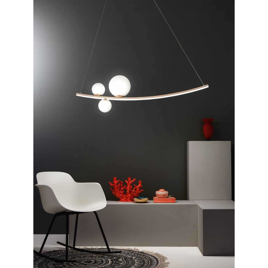 Ondaluce - LED regulējama lustra uz troses ALTALENA LED/48W/230V zeltaina/balta