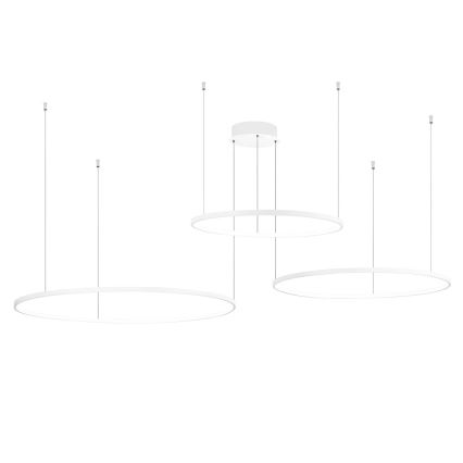 Ondaluce - LED dimmējama piekaramā lustra uz troses SOEL LED/28W/230V + LED/38W + LED/47W 3000/4000K Ø 100/80/60 cm balta