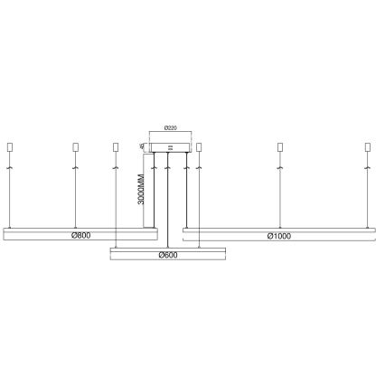 Ondaluce - LED dimmējama piekaramā lustra uz troses SOEL LED/28W/230V + LED/38W + LED/47W 3000/4000K Ø 100/80/60 cm balta