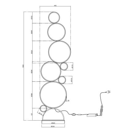 Ondaluce - LED stāvlampa ar regulējamu spilgtumu POIS LED/52W/230V 160 cm sudraba