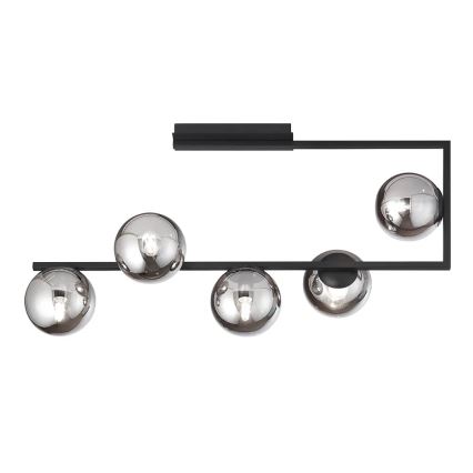 Ondaluce - Lustra uz stieņa MONILE 5xE14/10W/230V melna/dūmakaina melna