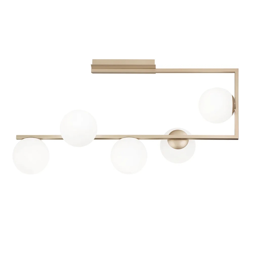 Ondaluce - Lustra uz stieņa MONILE 5xE14/10W/230V zelta/balta