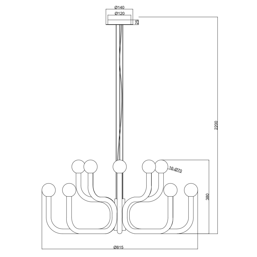 Ondaluce - Lustra uz troses DERBY 16xG9/7W/230V Ø 81,5 cm zelta