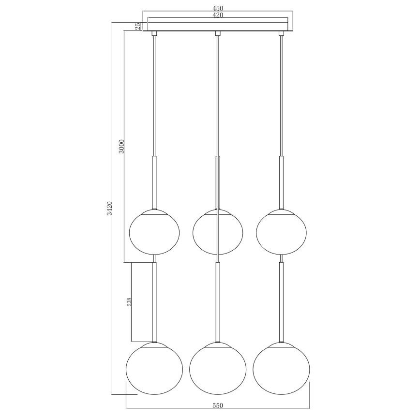 Ondaluce - Pakaramā lampa ar kabeli JEWEL 6xE14/10W/230V Ø 55 cm dūmakaina melna