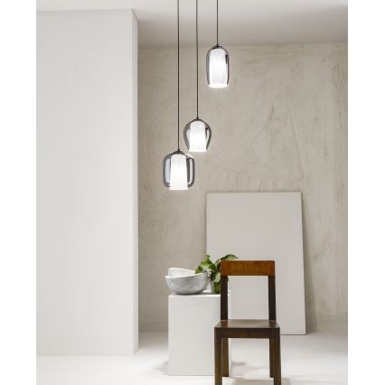 Ondaluce - Pakaramā lampa ar vadu BONNIE 1xE27/15W/230V diametrs 15,5 cm melna/dūmota melna