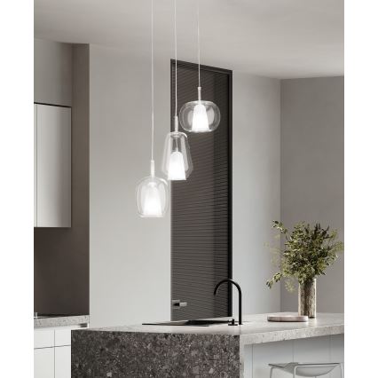 Ondaluce - Pakaramā lampa ar vadu THELMA 1xE27/15W/230V Ø 19 cm zeltaina/caurspīdīga