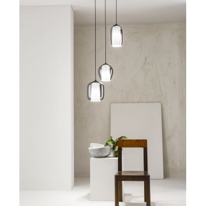 Ondaluce - Pakaramā lampa BONNIE ar vadu 1xE27/15W/230V Ø 15 cm, dūmaina melna