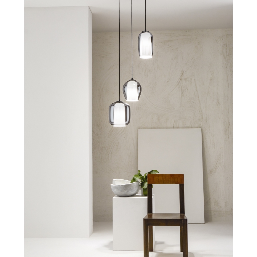 Ondaluce - Pakaramā lampa BONNIE ar vadu 1xE27/15W/230V Ø 15 cm, dūmaina melna