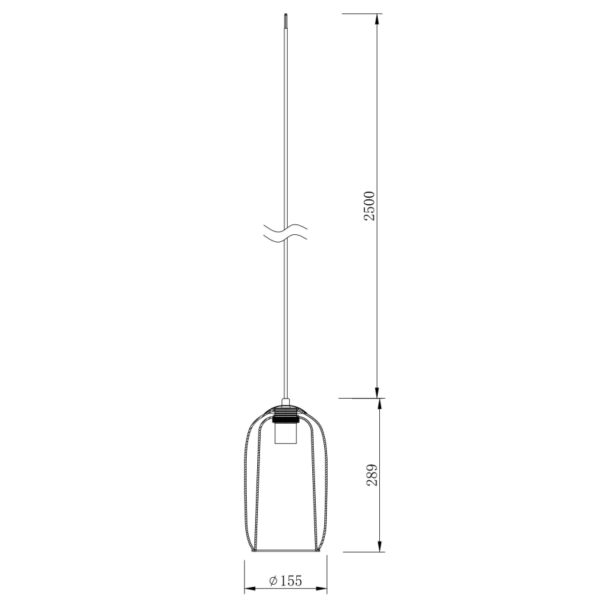 Ondaluce - Pakaramā lampa BONNIE ar vadu 1xE27/15W/230V Ø 15 cm, dūmaina melna