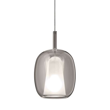 Ondaluce - Pakaramā lampa THELMA ar vadu, 1xE27/15W/230V, Ø 19,5 cm, melna/dūmakaini pelēka
