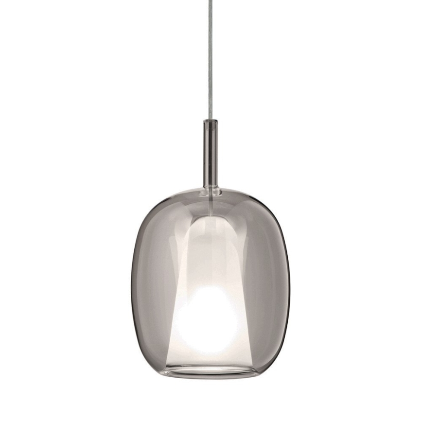 Ondaluce - Pakaramā lampa THELMA ar vadu, 1xE27/15W/230V, Ø 19,5 cm, melna/dūmakaini pelēka