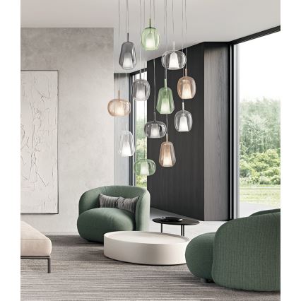 Ondaluce - Pakaramā lampa THELMA ar vadu, 1xE27/15W/230V, Ø 19,5 cm, melna/dūmakaini pelēka