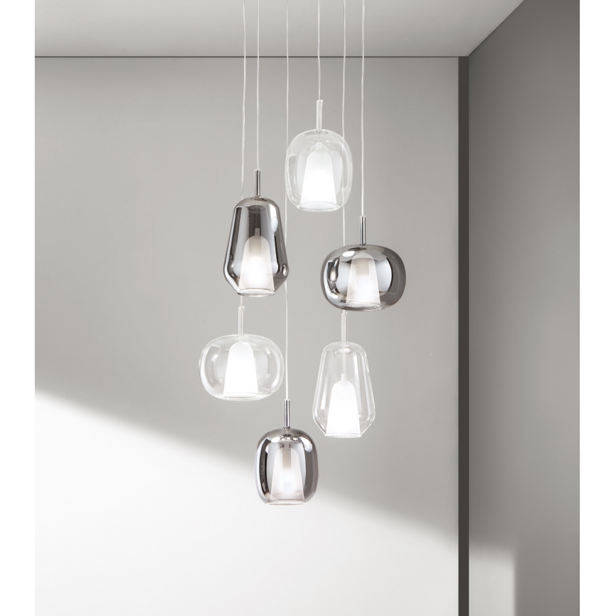 Ondaluce - Pakaramā lampa THELMA ar vadu, 1xE27/15W/230V, Ø 19,5 cm, melna/dūmakaini pelēka