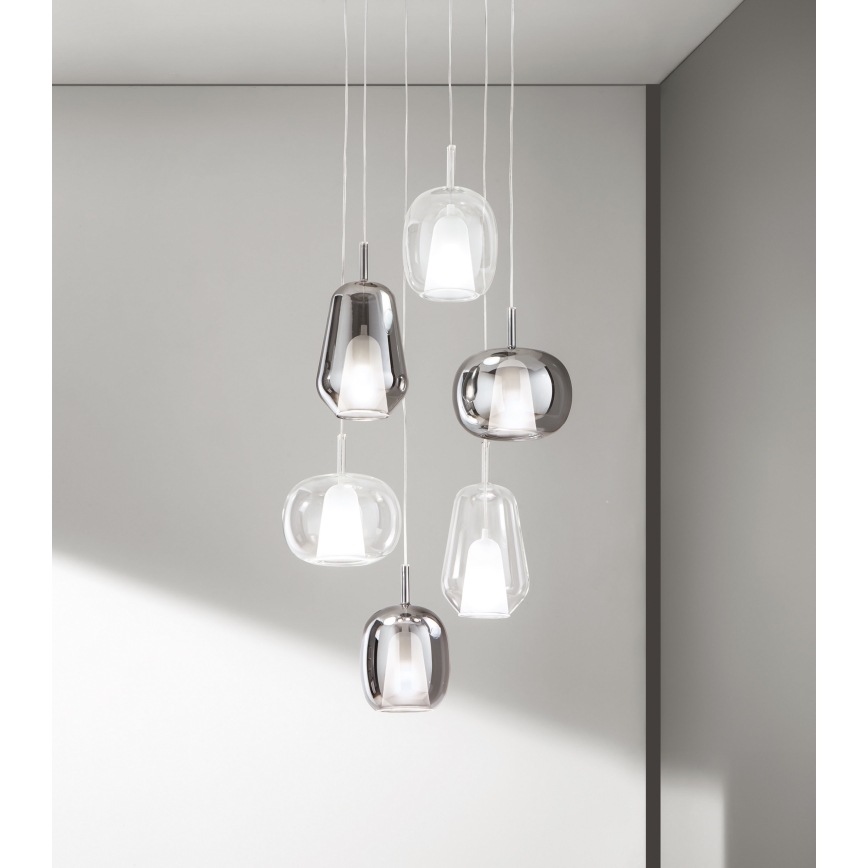 Ondaluce - Pakaramā lampa uz kabeļa THELMA 1xE27/15W/230V Ø 19 cm melna/dūmota pelēka