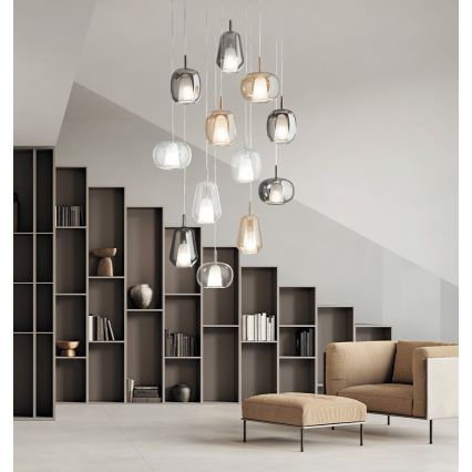 Ondaluce - Pakaramā lampa uz vada THELMA 1xE27/15W/230V, dūmakaina pelēka