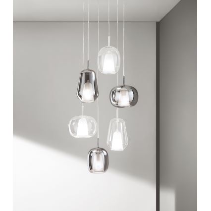 Ondaluce - Pakaramā lampa uz vada THELMA 1xE27/15W/230V Ø 19,5 cm zelta/caurspīdīga
