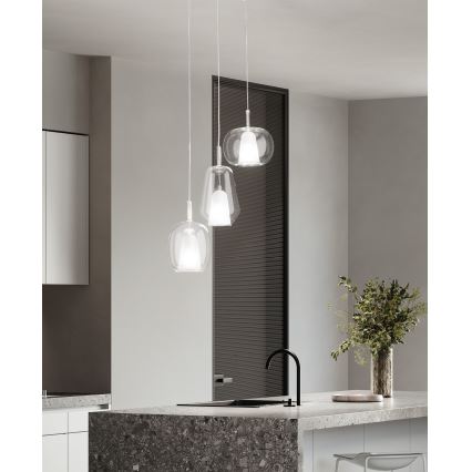 Ondaluce - Pakaramā lampa uz vada THELMA 1xE27/15W/230V Ø 19,5 cm zelta/caurspīdīga