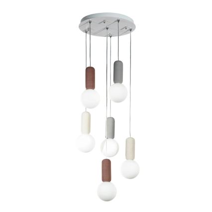 Ondaluce - Pakaramā lustra ROCK, 6x G9/7W/230V, Ø 35 cm, betons/brūns/pelēks/balts
