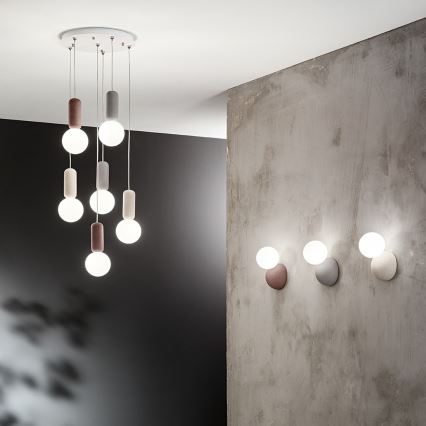 Ondaluce - Pakaramā lustra ROCK, 6x G9/7W/230V, Ø 35 cm, betons/brūns/pelēks/balts
