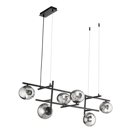 Ondaluce - Pakaramā lustra uz kabeļa JEWEL 6xE14/10W/230V melna/dūmakaina melna
