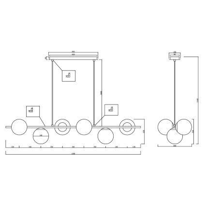 Ondaluce - Pakaramā lustra uz troses MONILE 6xE14/10W/230V zelta/balta