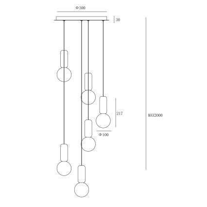 Ondaluce - Pakaramā lustra uz troses ROCK 6xG9/7W/230V Ø 35 cm, betona apdare: brūna/pelēka/balta