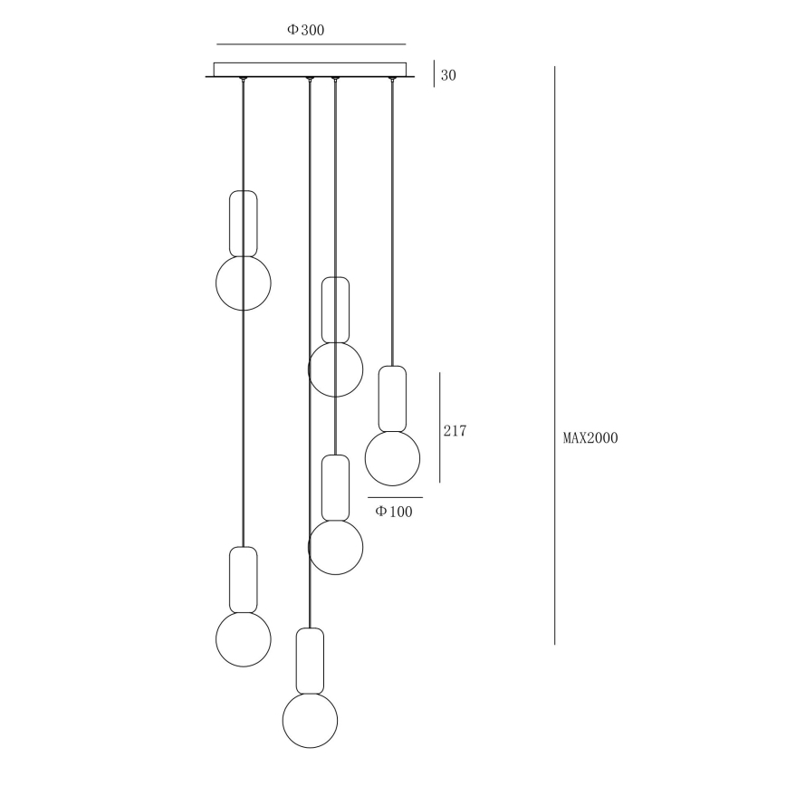 Ondaluce - Pakaramā lustra uz troses ROCK 6xG9/7W/230V Ø 35 cm, betona apdare: brūna/pelēka/balta