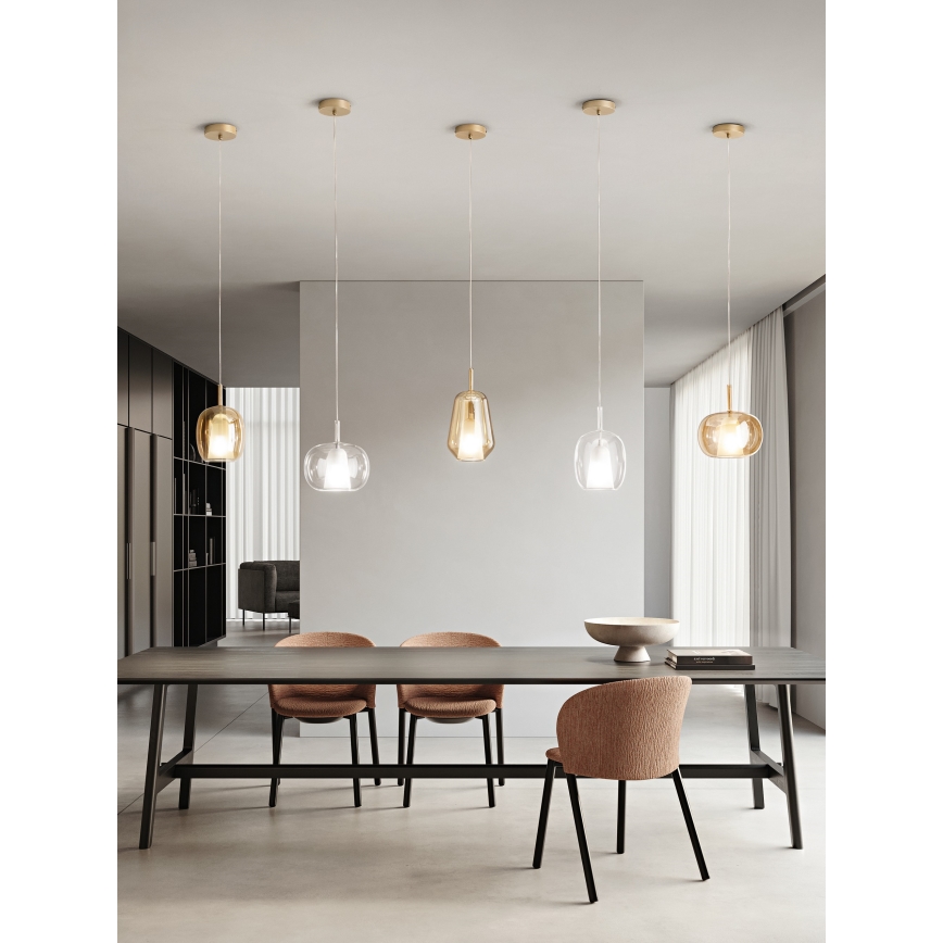 Ondaluce - Pakaramais gaismeklis ar vadu THELMA 1xE27/15W/230V Ø 19,5 cm zelta/dūmakaini bēšs