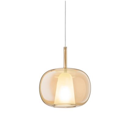 Ondaluce - pakaramais gaismeklis ar vadu THELMA 1xE27/15W/230V Ø 25 cm zelta/dūmakaini bēšs