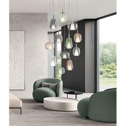 Ondaluce - pakaramais gaismeklis ar vadu THELMA 1xE27/15W/230V Ø 25 cm zelta/dūmakaini bēšs