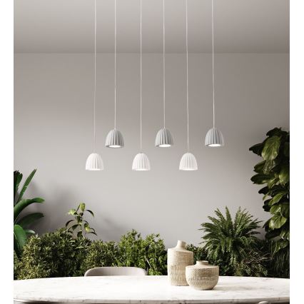 Ondaluce - Pakaramais gaismeklis uz kabeļa CONCRETE 1xGU10/7,5W/230V Ø 10,5 cm betons/balts