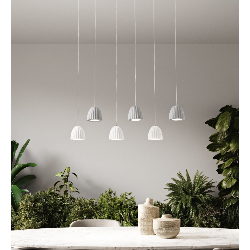 Ondaluce - Pakaramais gaismeklis uz kabeļa CONCRETE 1xGU10/7,5W/230V Ø 10,5 cm betons/balts
