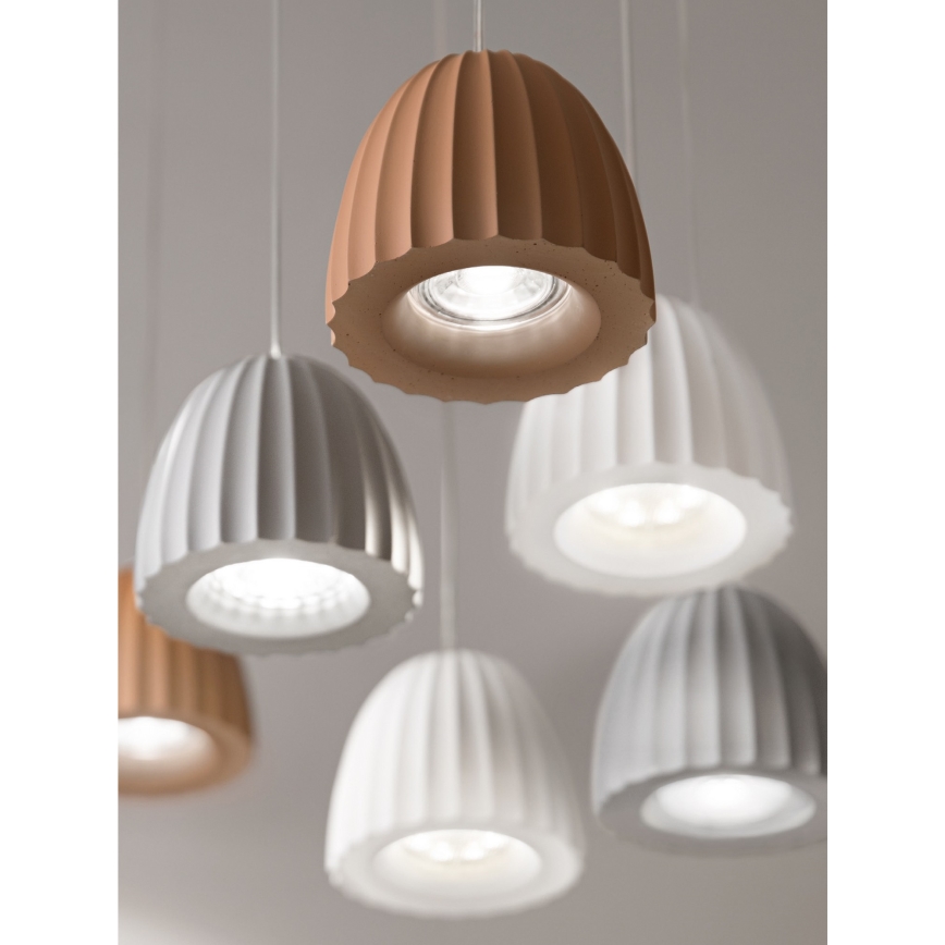Ondaluce - Pakaramais gaismeklis uz kabeļa CONCRETE 1xGU10/7,5W/230V Ø 10,5 cm betons/balts