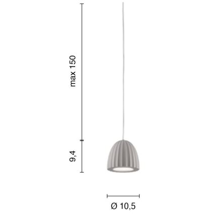 Ondaluce - Pakaramais gaismeklis uz kabeļa CONCRETE 1xGU10/7,5W/230V Ø 10,5 cm betons/pelēks