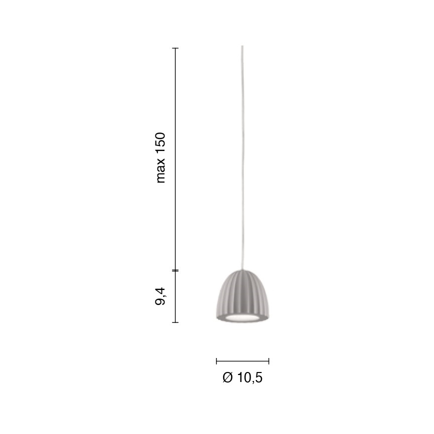 Ondaluce - Pakaramais gaismeklis uz kabeļa CONCRETE 1xGU10/7,5W/230V Ø 10,5 cm betons/pelēks